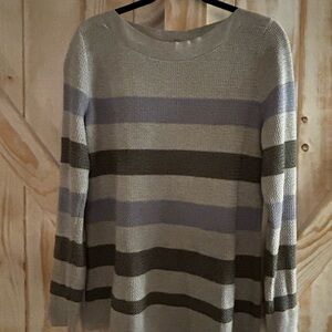 Market & Spruce Gray and Olive Striped Sweater